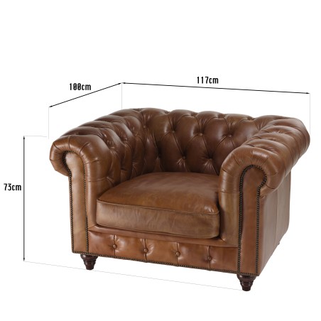 Fauteuil marron capitonné vintage OCTAVE