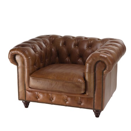 OCTAVE Vintage Brown Chesterfield Armchair | Baroque Style