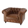 Fauteuil marron capitonné vintage OCTAVE