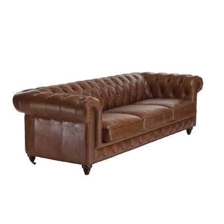 Canapé marron CHESTERFIELD capitonné vintage 3 places - OCTAVE