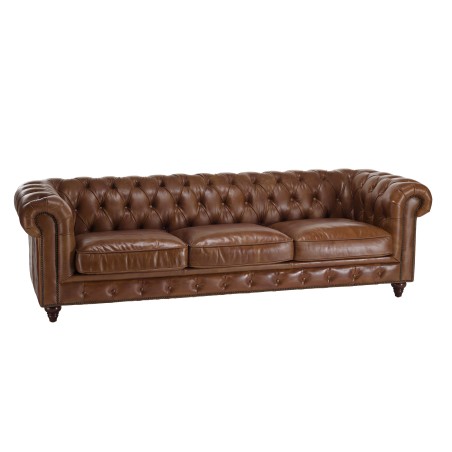 OCTAVE - Vintage Brown Leather Tufted Chesterfield Sofa 3 Seater