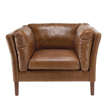 OCTAVE Vintage Brown MILANO Armchair - Wood Legs