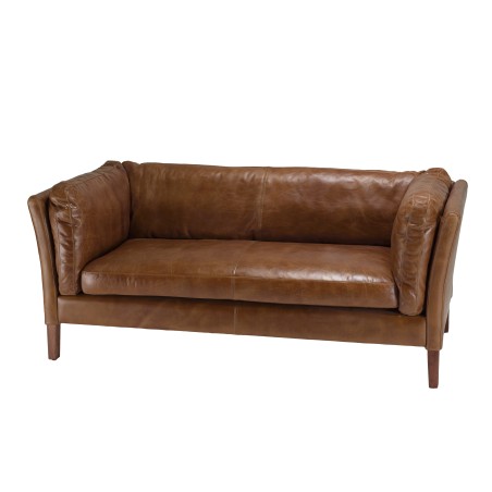 OCTAVE Vintage Brown MILANO 3-Seater Sofa - Wood Legs