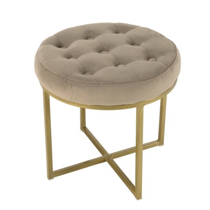 Tabouret rond AGATHE velours taupe 41x41cm