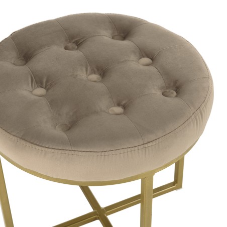 Tabouret rond AGATHE velours taupe 41x41cm