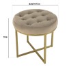 AGATHE Round Stool 41x41cm Taupe Velvet with Gold Metal Legs