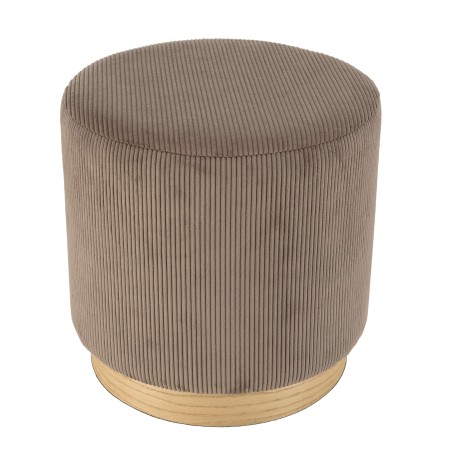 AGATHE Round Stool 40x40cm Brown Corduroy with Wooden Base