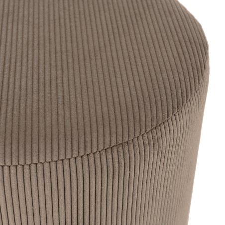 AGATHE Round Stool 40x40cm Brown Corduroy with Wooden Base