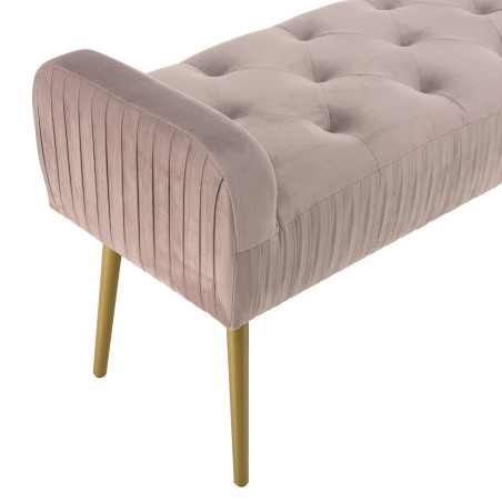 Banc de lit AGATHE velours rose poudré
