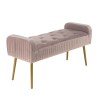 Banc de lit AGATHE velours rose poudré