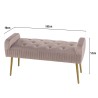 AGATHE - Powder Pink Velvet Bed Bench with Gold Metal Legs