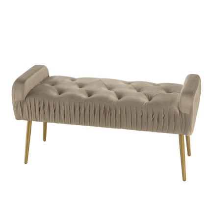 Banc de lit AGATHE en velours taupe