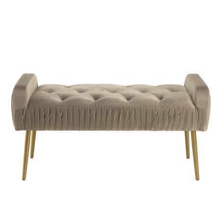 AGATHE Taupe Velvet Bed Bench with Gold Metal Legs