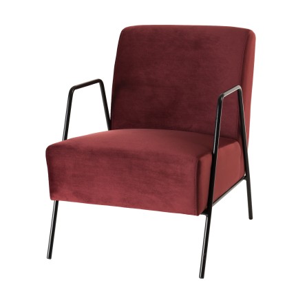 Fauteuil lounge AGATHE en velours bordeaux