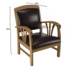 WALLY Teak and Brown Leather Armchair