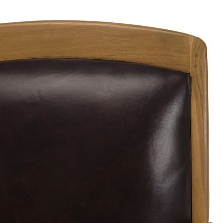 WALLY Teak and Brown Leather Armchair