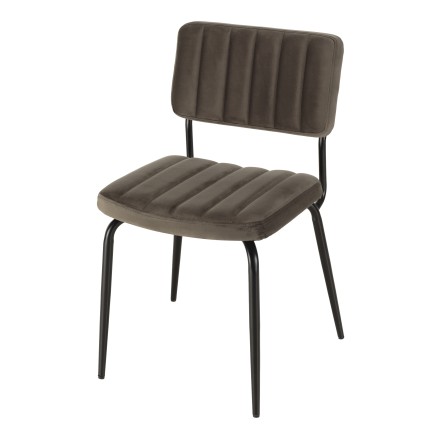 AGATHE Dark Grey Velvet Chair with Black Metal Legs