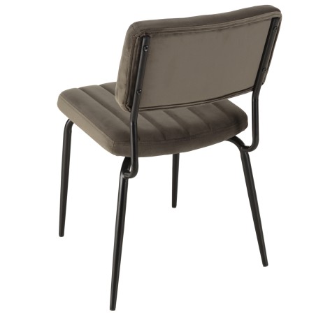 AGATHE Dark Grey Velvet Chair with Black Metal Legs