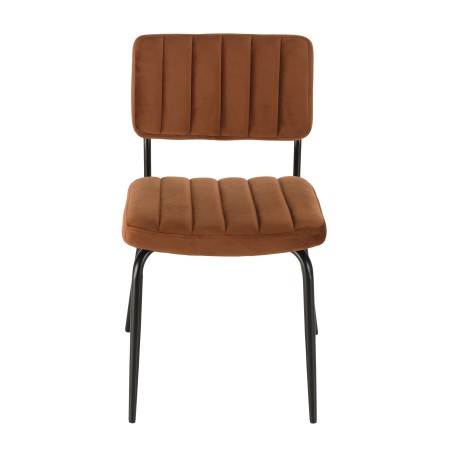 Chaise AGATHE velours orange pieds métal noir