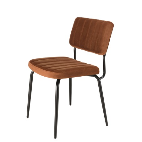 Chaise AGATHE velours orange pieds métal noir
