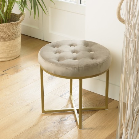 Tabouret rond AGATHE velours taupe 41x41cm