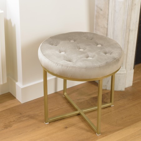 Tabouret rond AGATHE velours taupe 41x41cm
