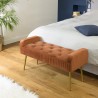 AGATHE Orange Velvet Bed Bench with Gold Metal Legs