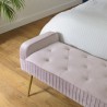 AGATHE - Powder Pink Velvet Bed Bench with Gold Metal Legs