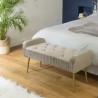 AGATHE Taupe Velvet Bed Bench with Gold Metal Legs