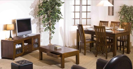 LORINE Set of 2 Wooden Baléro Chairs - Brown Mindi Wood