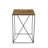 MAXENCE - Square Side Table Teak Wood Recycled 35x35cm Black Metal