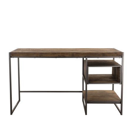 SIXTINE Brown Desk with 1 Compartment and 1 Shelf - Recycled Teak, Acacia Mahogany, Black Metal