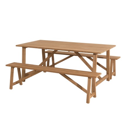 Ensemble de jardin en bois teck KIM - 6/8 pers - Table 180*90 cm