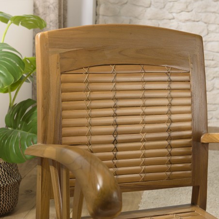 WALLY - Brown Teak and Bamboo Armchair