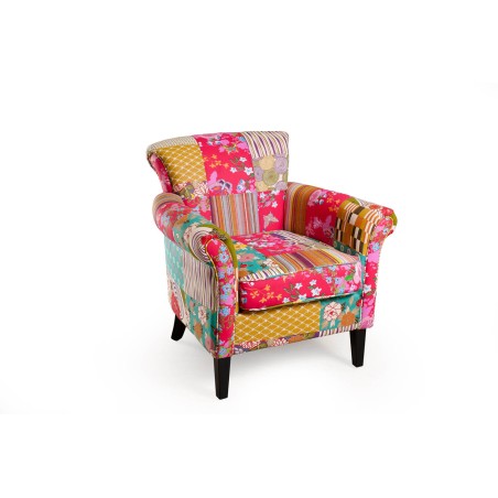 KATE - ALIÉNOR Armchair Multicolored Bohemian Fabric Black Wood Legs