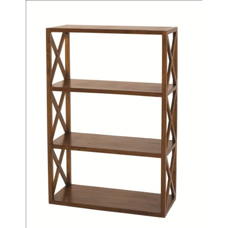 LORINE Brown 3-tier lattice shelf Mindi wood