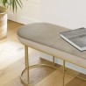 Banc velours gris taupe AGATHE - Pieds métal doré