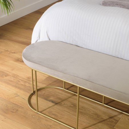 AGATHE Taupe Grey Velvet Bench with Gold Metal Legs - Trendy and Comfortable