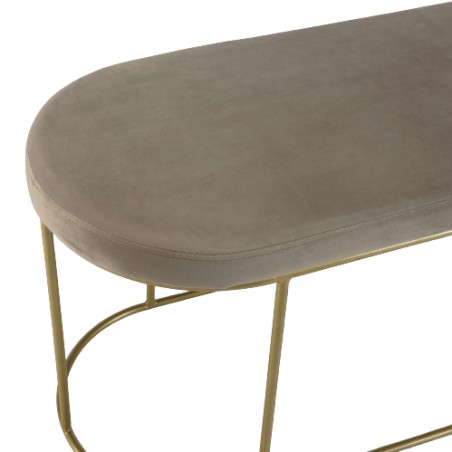 Banc velours gris taupe AGATHE - Pieds métal doré