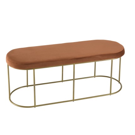 AGATHE Orange Velvet Bench - Chic and Comfortable