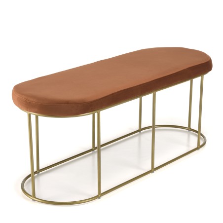 AGATHE Orange Velvet Bench - Chic and Comfortable