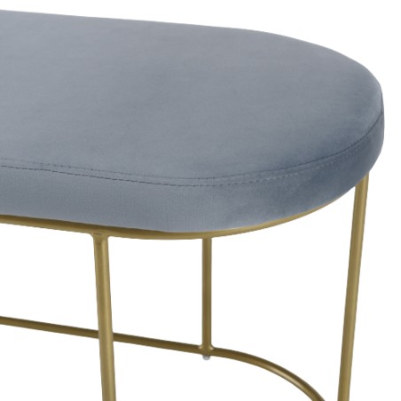 AGATHE - Blue Velvet Bench with Gold Metal Legs