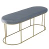 Banc AGATHE velours bleu pieds métal doré