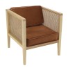 Fauteuil AGATHE - Rotin et velours orange