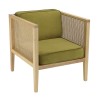 AGATHE Cane Armchair with Removable Green Velvet Seat