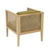 AGATHE Cane Armchair with Removable Green Velvet Seat