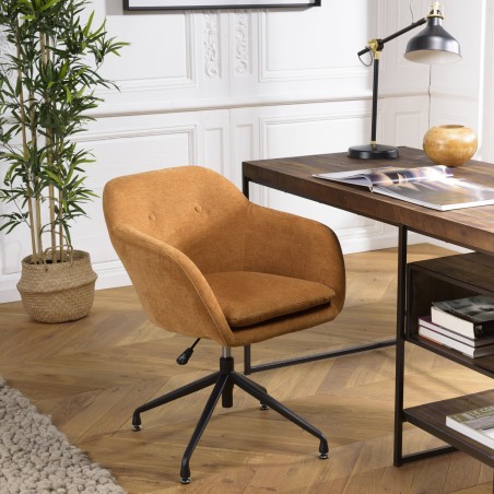 AGATHE Orange Fabric Armchair - Comfortable Office Chair