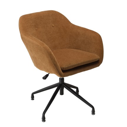 Fauteuil AGATHE - Tissu orange et pieds métal noir