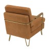 Fauteuil lounge AGATHE - Tissu orange métal doré