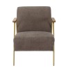 AGATHE Taupe Fabric Lounge Chair with Gold Metal and Wooden Armrests